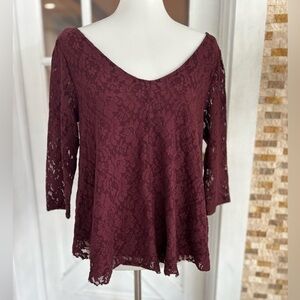 American Eagle lace overlay blouse